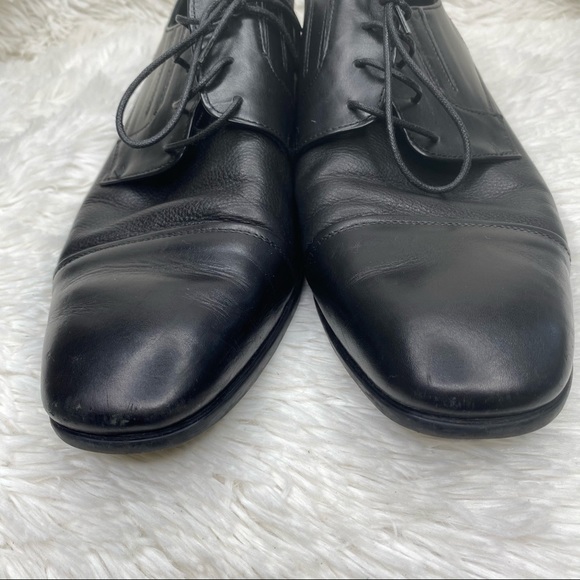Vinicio black leather lace heels oxfords